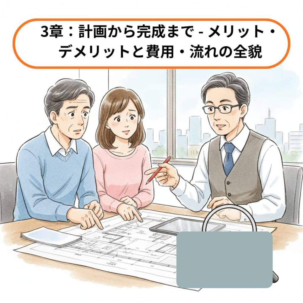 計画から完成まで - メリット・デメリットと費用・流れの全貌のイメージが画像