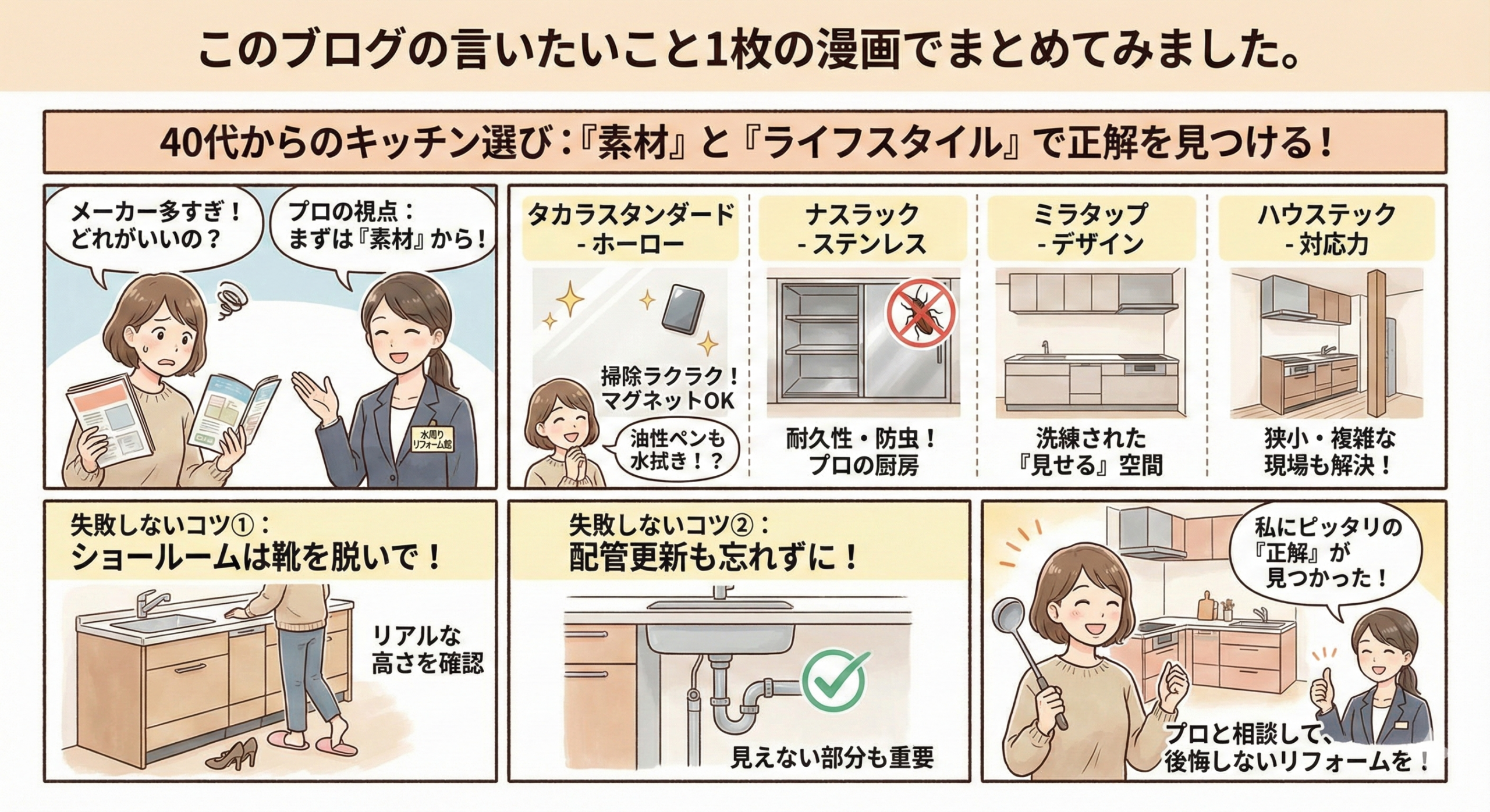 システムキッチン選びのポイントを漫画で解説