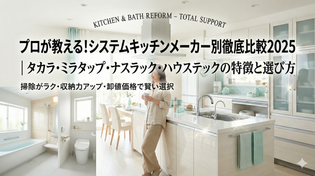 システムキッチンメーカー比較2025｜タカラスタンダード・ナスラック・ミラタップの特徴