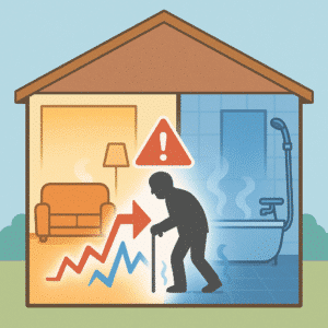 水回りリフォームの解体時に「同時に」断熱工事を行う様子と、後から断熱しようとして高額な費用に驚く家族の比較イラスト。
