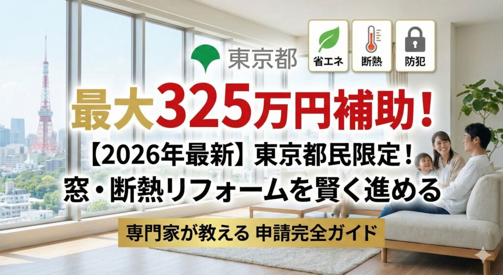 【2026年最新】東京都のリフォーム補助金で最大325万円!窓・断熱改修を賢く進める専門ガイド
